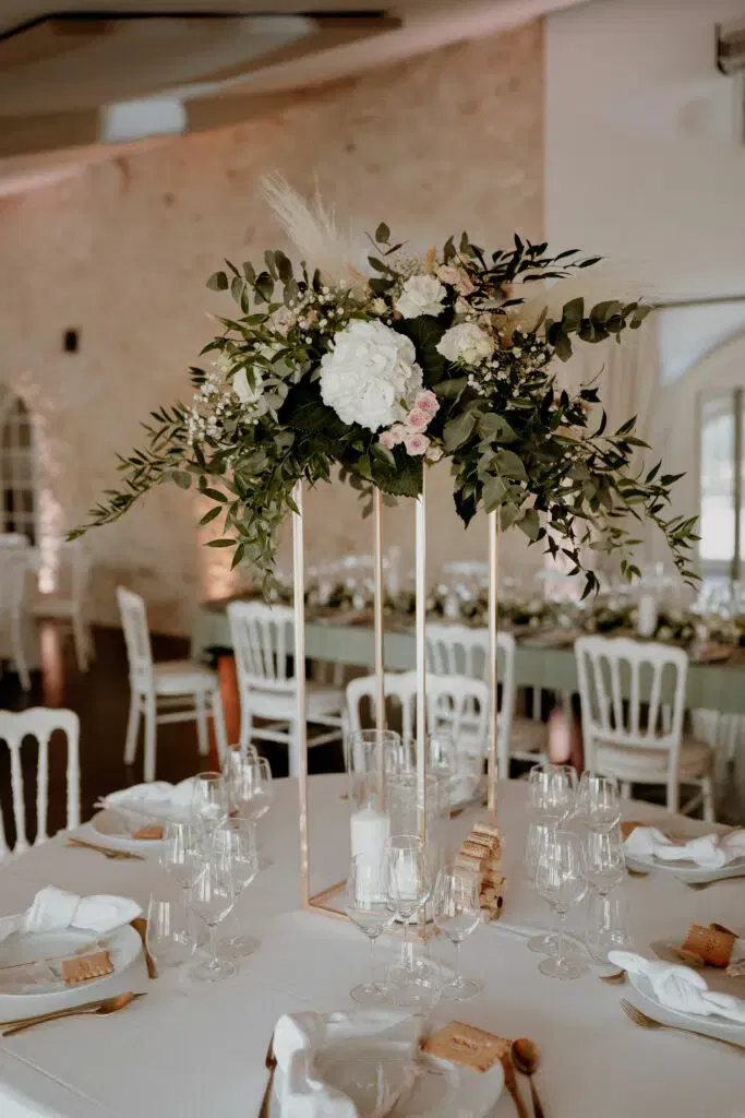Centre de table hortensia blanc